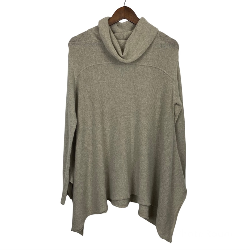 UMGEE Tan Asymmetrical‎ Hem cowl neck sweater